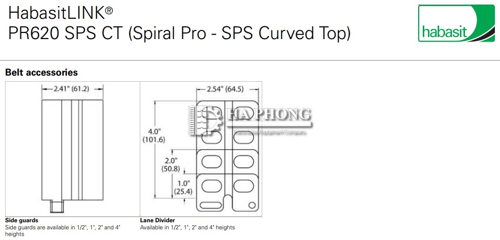 HabasitLINK PR620 SPS CT (Spiral Pro - SPS Curved Top)