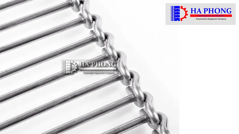 Vật liệu Băng tải lưới inox dạng thang 1 hàng