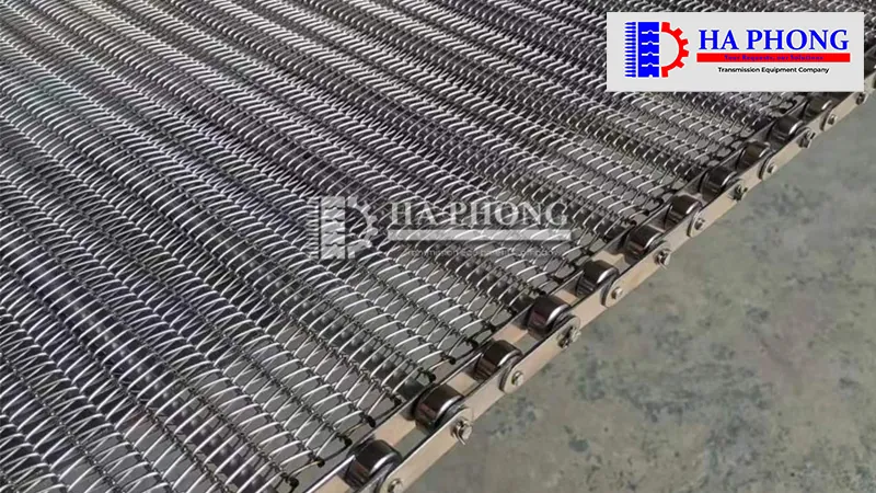 Băng tải lưới inox sợi xoắn Cấu tạo băng tải lưới sợi xoắn