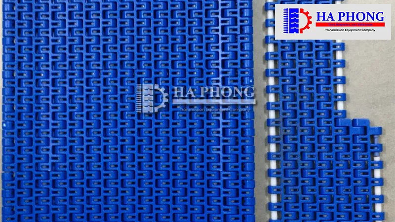 Băng tải nhựa Hong’s belt HS 1500B mặt hở bước 12.7mm Hệ số ma sát của băng tải HS-1500B