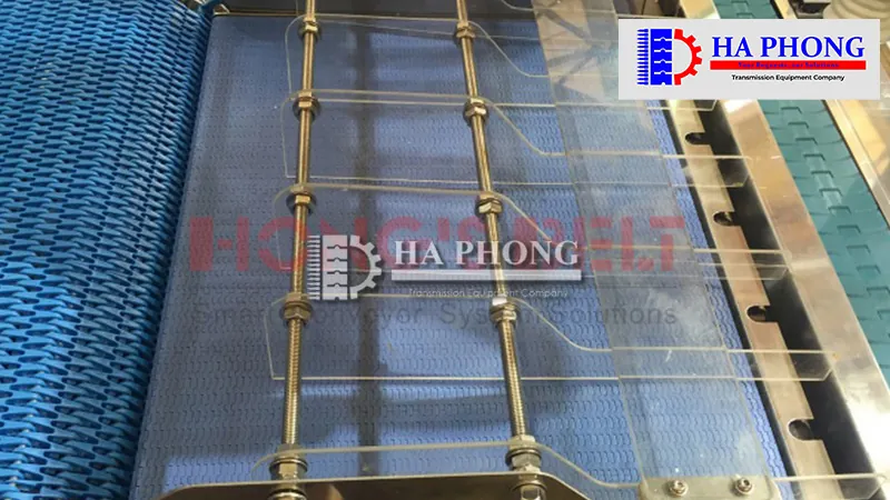 Băng tải nhựa Hong’s belt HS 4000A bước siêu nhỏ 5mm Băng tải nhựa HS-4000A tại nhà máy khách hàng