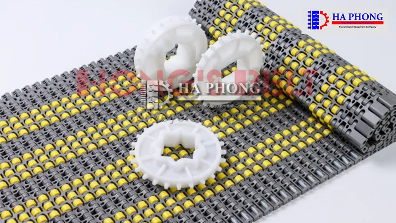 Băng tải nhựa Hong’s belt HS 3200C con lăn bề mặt Hong’s belt HS 3200C con lăn bề mặt bước 15.2mm