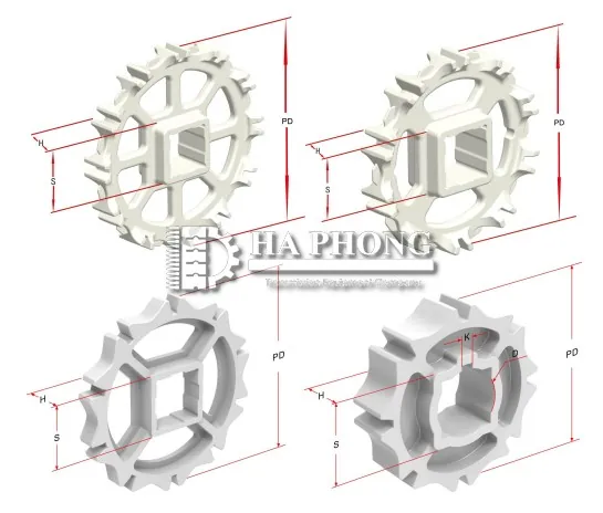 Băng tải nhựa Hong's belt HS-103B-HD-N Bánh nhông băng tải