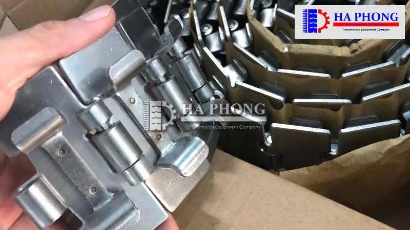 Băng tải xích Inox - Slat top chain xích Inox của Hong's Belt thực tế