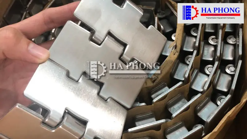 Băng tải xích Inox - Slat top chain xích Inox của Hong's Belt