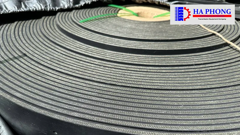 Băng chuyền sử dụng băng tải cao su đen có độ dày 7mm khổ rộng B800