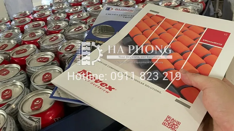 Băng tải Movex – trong dây chuyền chiết bia lon tốc độ cao bangtaihaphong day chuyen chiet bia lon toc do cao