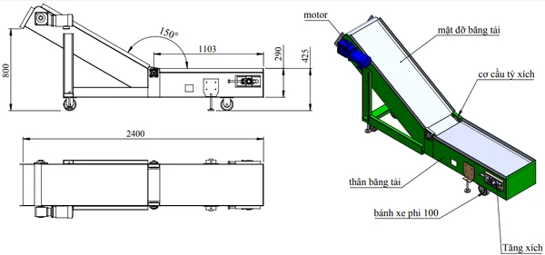 Cấu tạo của băng tải nam châm từ tính