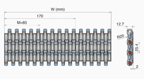 Băng tải nhựa phủ cao su Movex Series 551 Grip Top Băng tải nhựa phủ cao su Movex Series 551 Grip Top